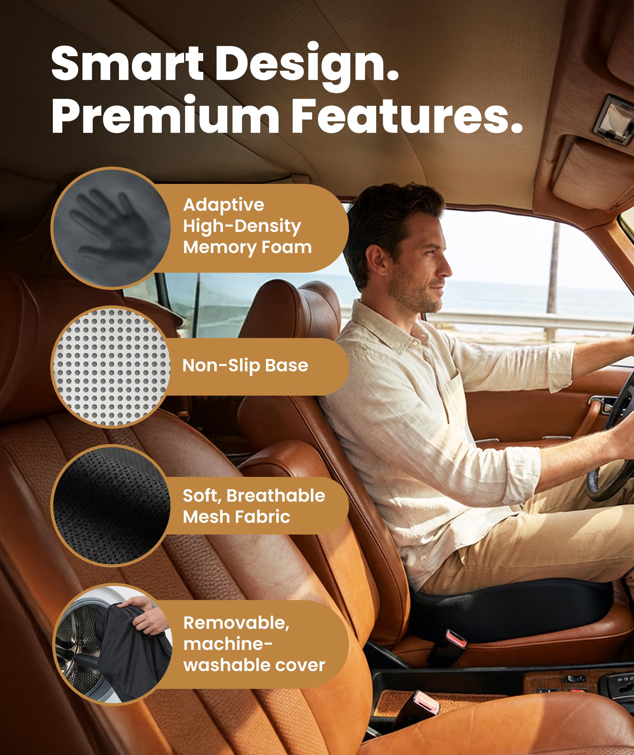 Everlasting Comfort side profile highlighting U-cutout for tailbone comfort