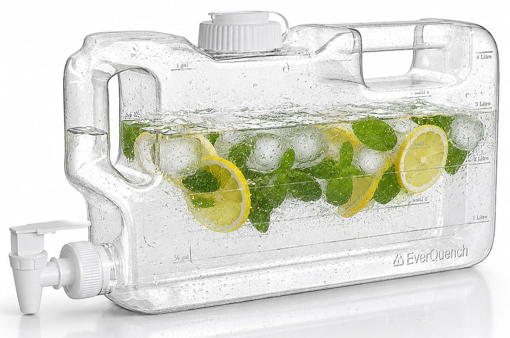 EverQuench front view showing full 1.1 gallon capacity and label benefit