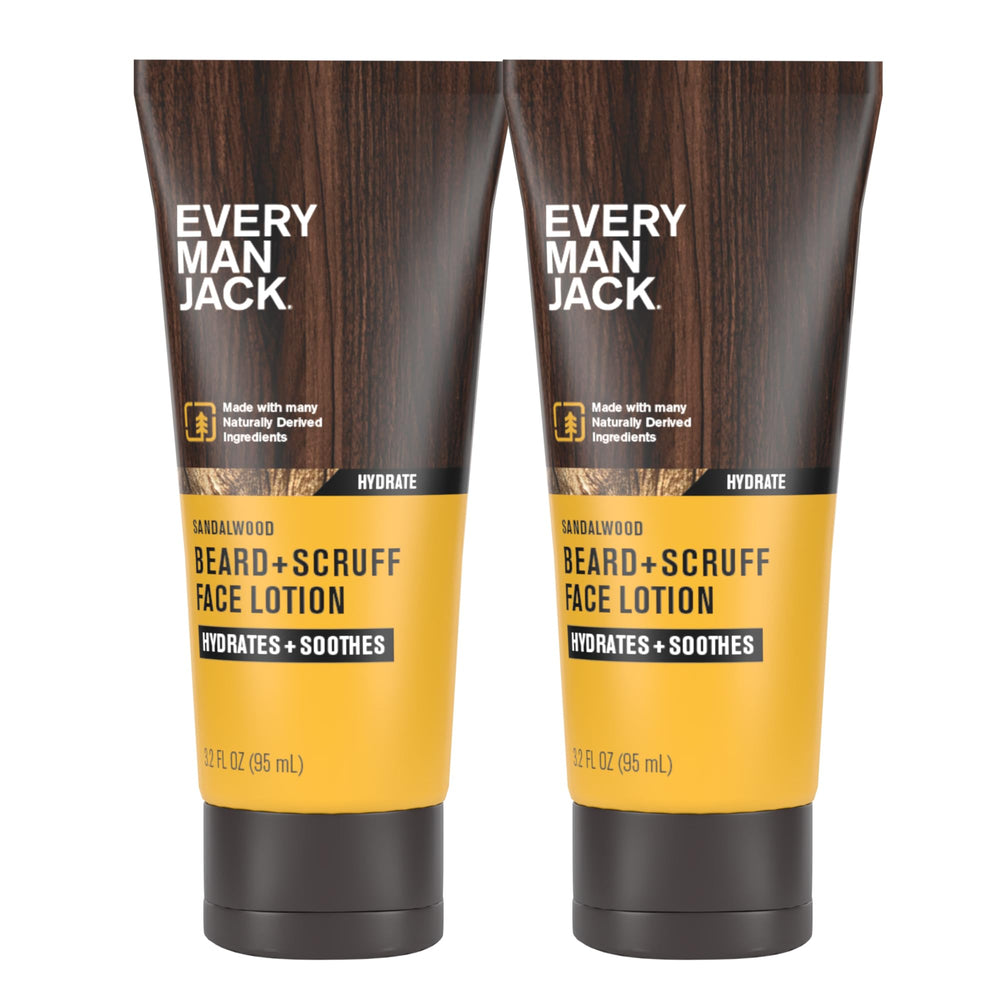 Every Man Jack front packaging showing two bottles and sandalwood scent benefit