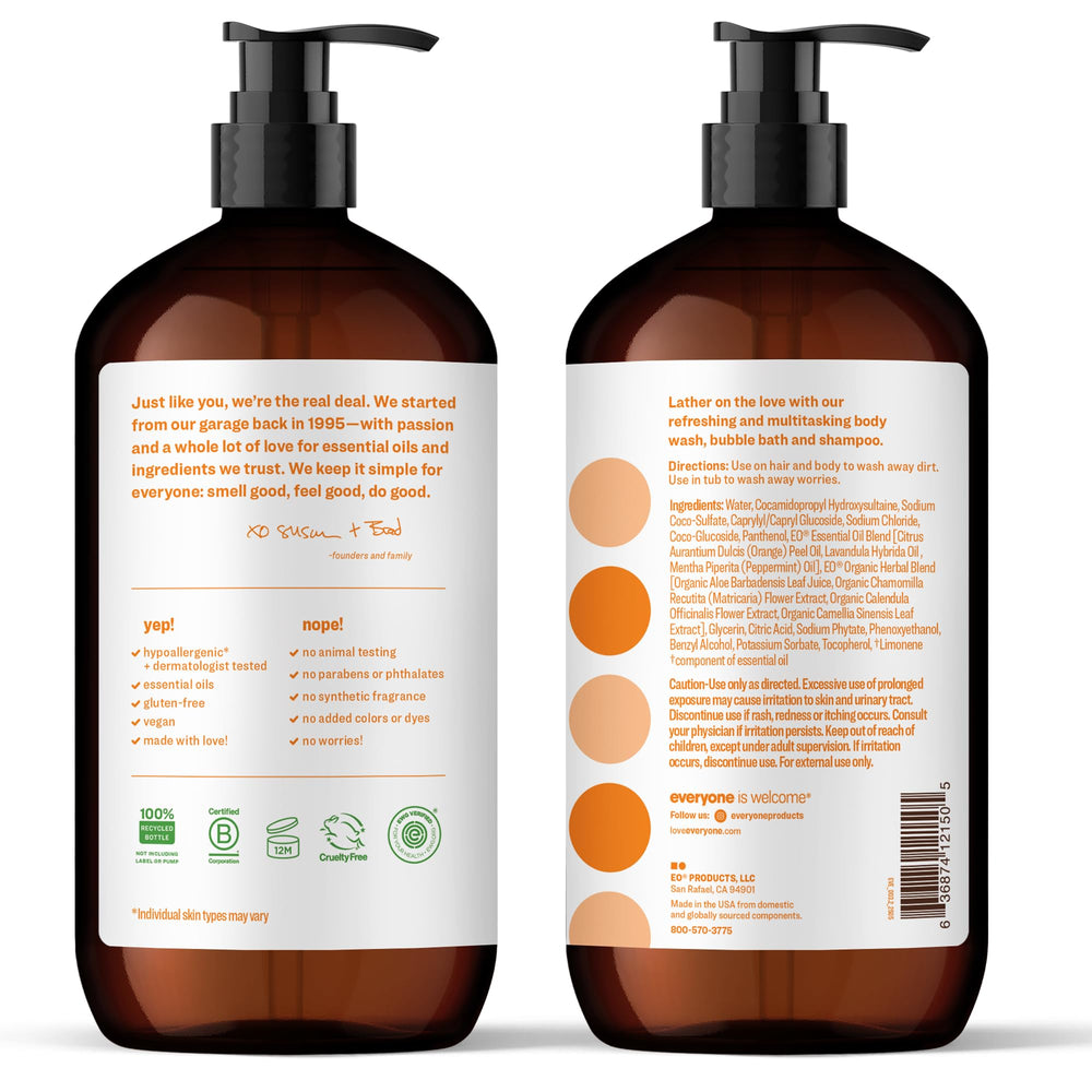 everyone label closeup highlighting clean-ingredient claims and EWG verification