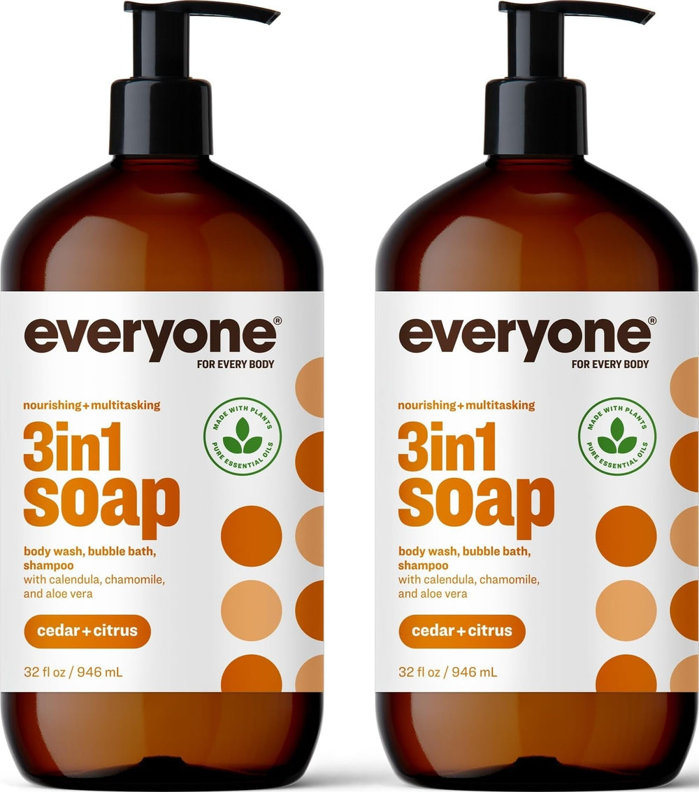 everyone for every body front packaging showing two 32 oz bottles and cedar citrus scent benefits