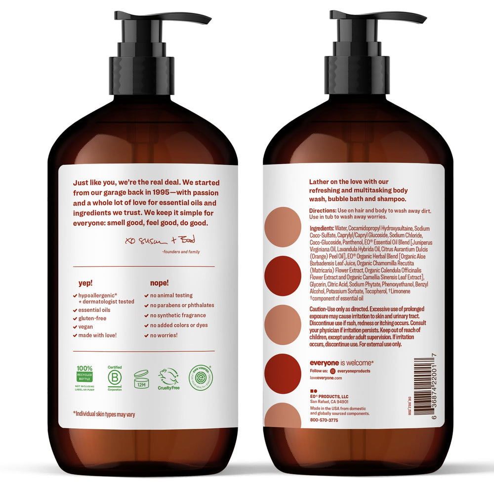 everyone for every body pour showing creamy lather texture that rinses clean benefit