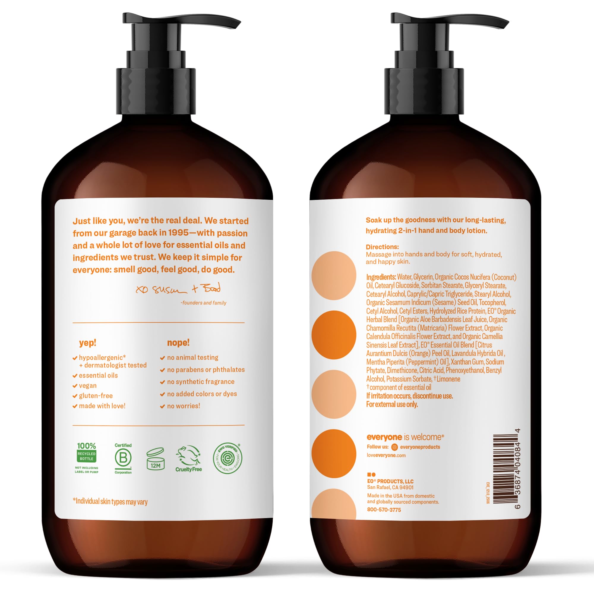 everyone close-up of pump and label highlighting easy dispensing and ingredient callouts