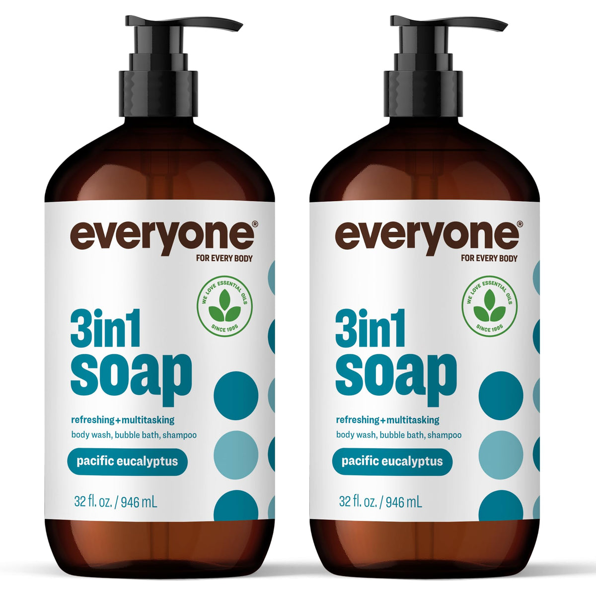 everyone eucalyptus front packaging showing two 32oz bottles and clear labeling for multitask use