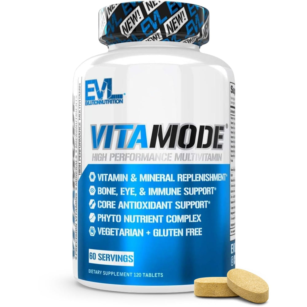 Evlution EVL Vitamode front packaging showing daily multivitamin benefits