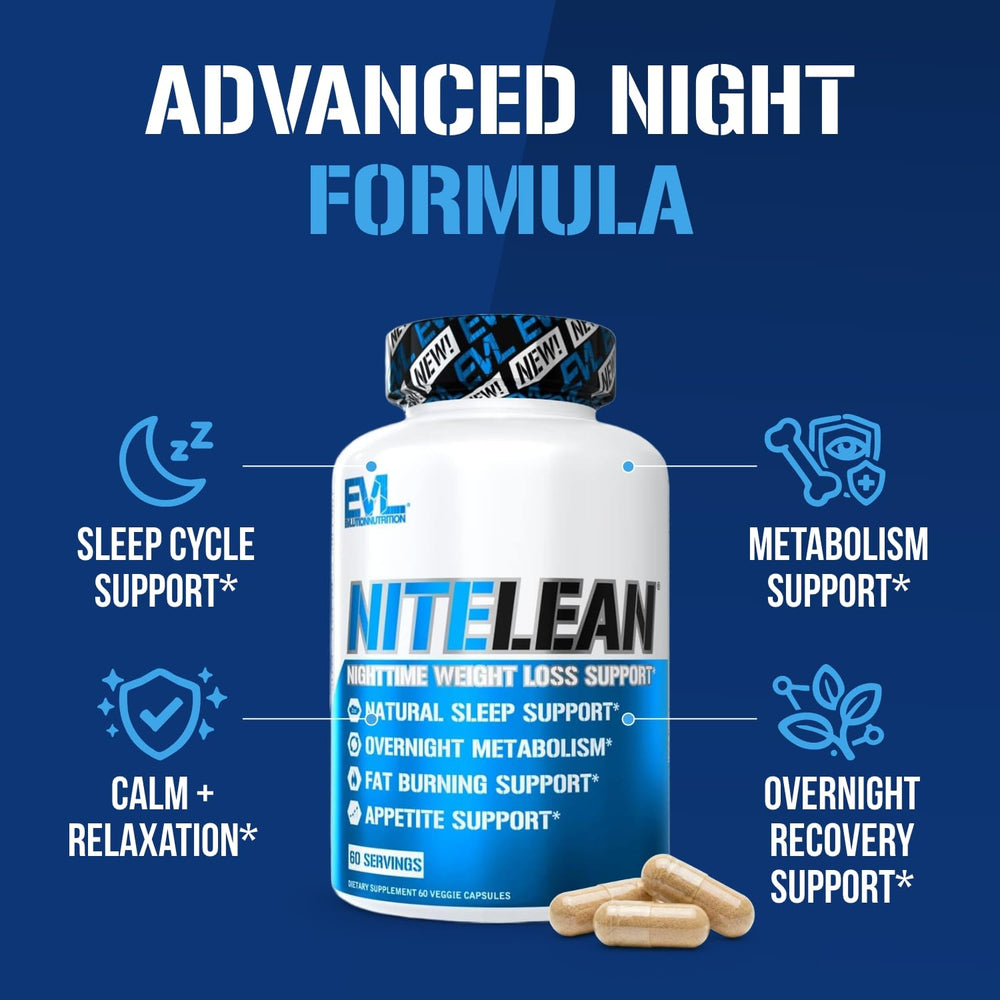 Evlution NiteLean capsule texture shot emphasizing easy swallowing
