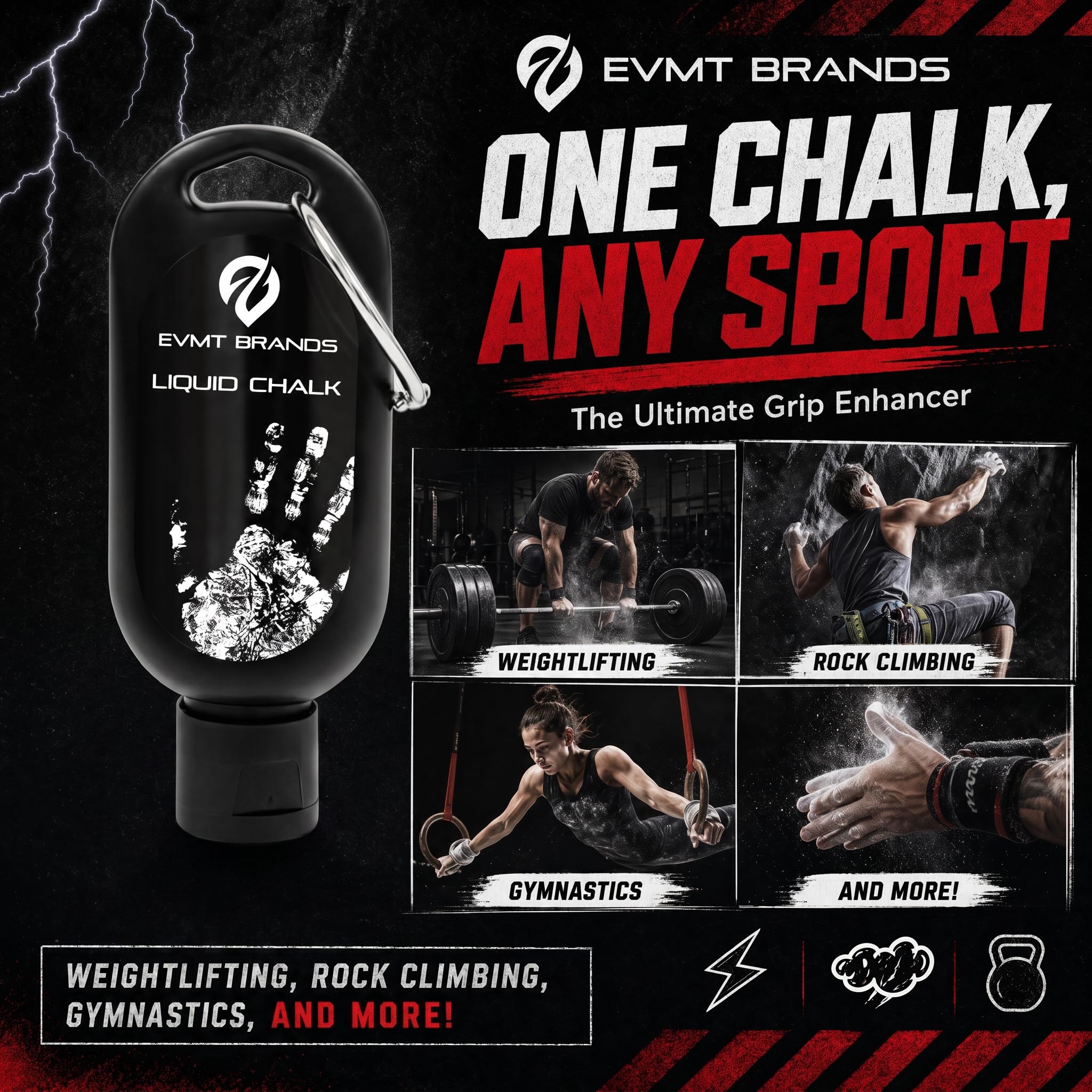 EVMT used on barbell hands gripping securely to illustrate stronger lift grip