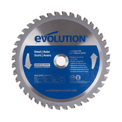 EVOLUTION front view of 6-1/2 inch 40T blade showing profile and finish, for clean mild steel cuts
