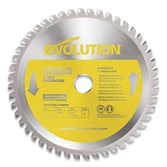 EVOLUTION blade front view showing 7-inch 48-tooth design for clean stainless cuts