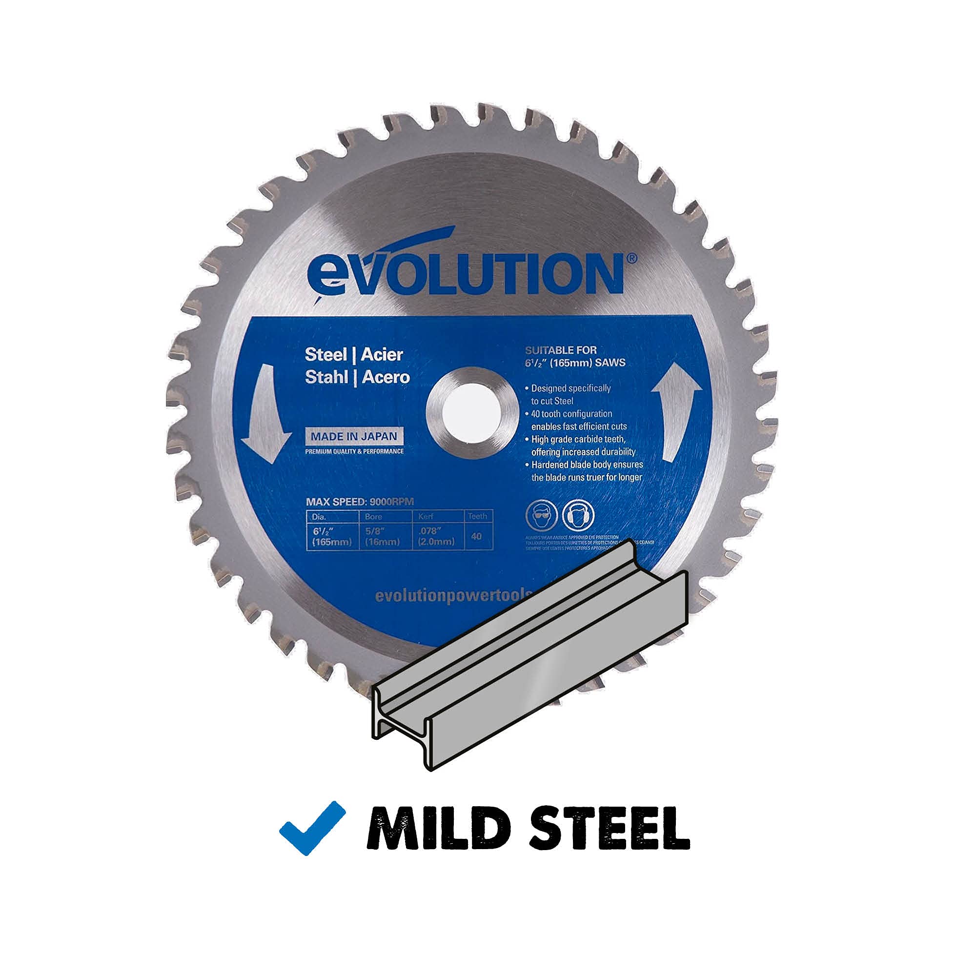 EVOLUTION close-up of tungsten-carbide teeth highlighting durability and longer cutting life