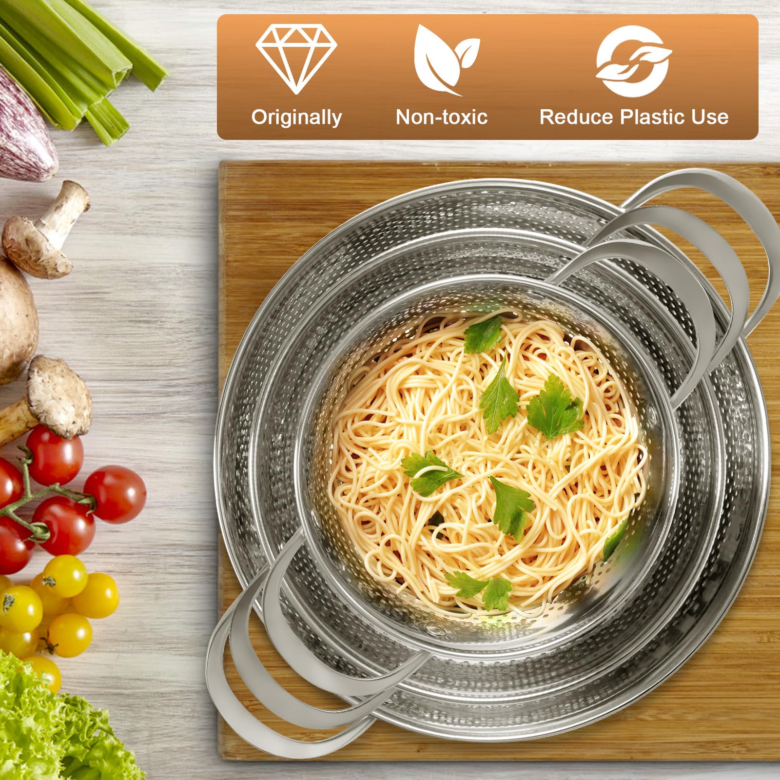 EWFEN colander on kitchen counter in lifestyle scene for everyday use