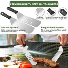 EWFEN enlarged stainless spatula close-up showing sturdy edge for easy flipping
