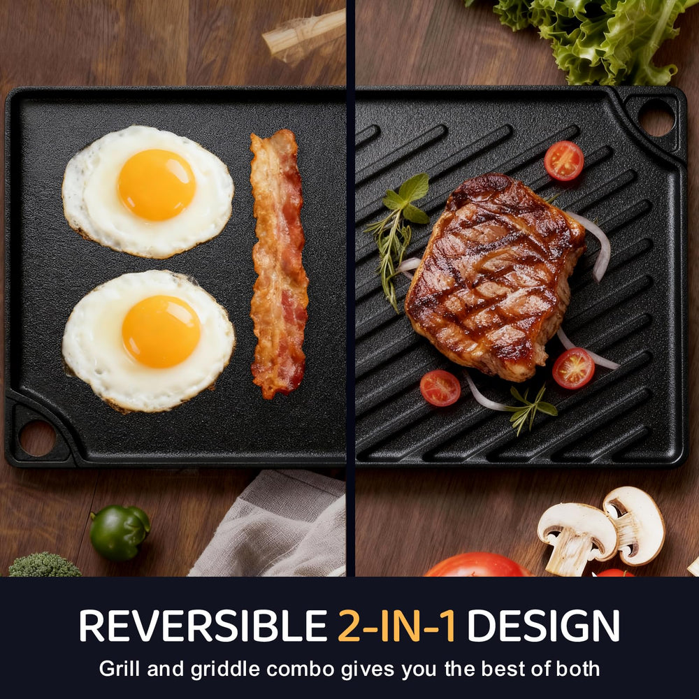 EWFEN griddle inside oven demonstrating oven-safe use and finishing foods