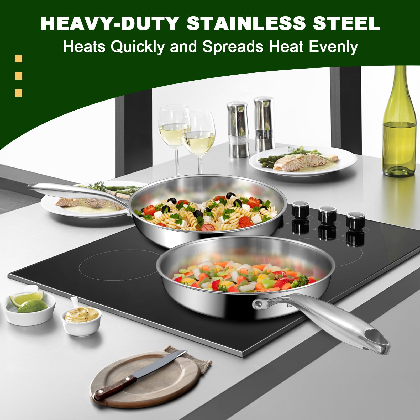EWFEN skillet inside oven showing oven-safe up to 600℉ for finishing dishes