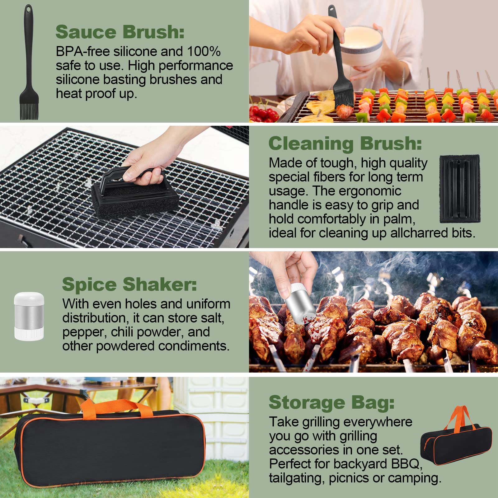 EWFEN scraper and cleaning brush detail showing easy griddle maintenance benefit