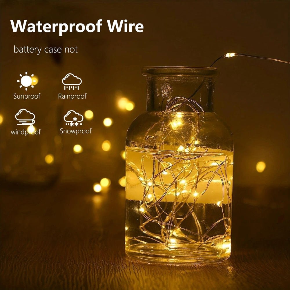 EXF close-up of LEDs on silver wire showing flexibility and warm glow benefit