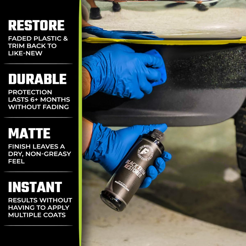 Hand applying ExoForma to Jeep mirror housing demonstrating easy DIY transformation