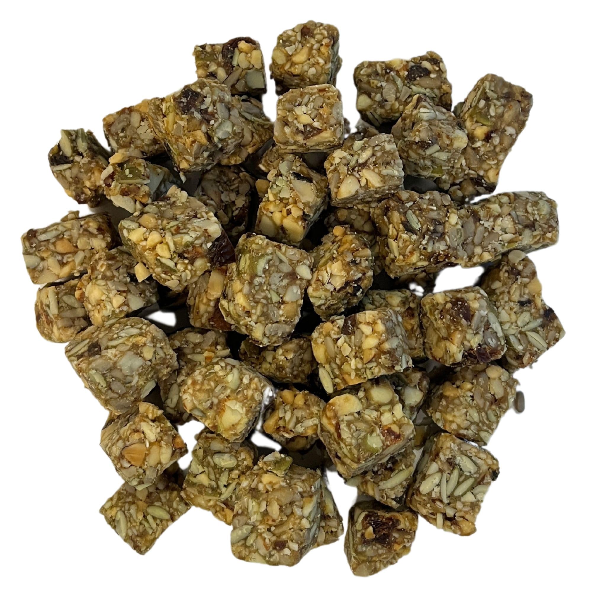 Exotic Nutrition block beside a hand for scale, helps visualize serving size and control