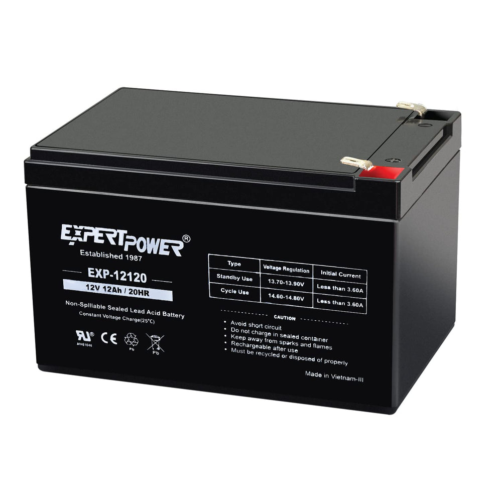 ExpertPower EXP12120 front view showing sealed AGM battery for reliable backup