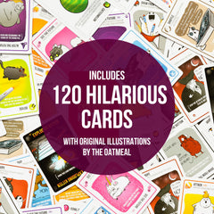 Exploding Kittens cards spread close-up displaying humorous art and clearer play cues