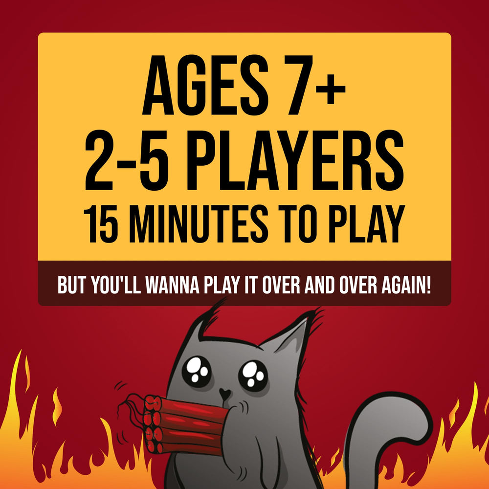 Exploding Kittens lifestyle tabletop scene with family enjoying social gameplay