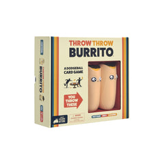 Exploding Kittens box front showing Throw Throw Burrito art and quick-play benefit