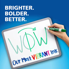 EXPO marker writing on whiteboard showing clear, readable black ink