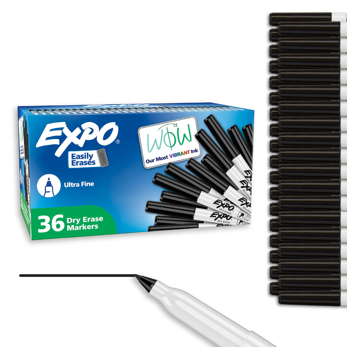 EXPO front packaging showing 36-count black markers and bulk value