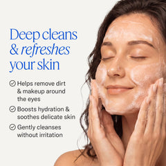 EYEECO tea tree and chamomile ingredients visual highlighting soothing benefit