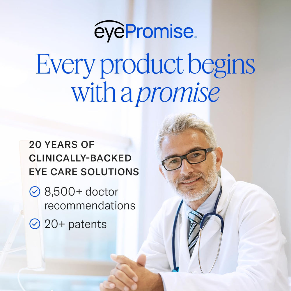 EyePromise EZ Tears badge with ophthalmologist recommendation for eye health