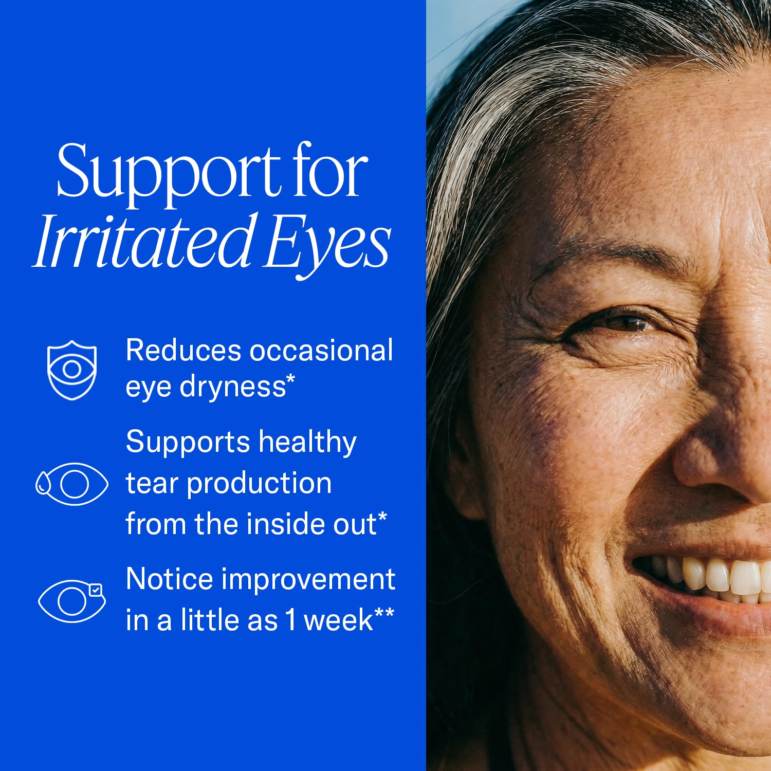 EyePromise EZ Tears softgel close-up showing smooth texture and purity