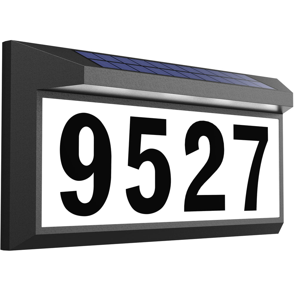 Eyrosa front view of illuminated address sign showing clear numbers and contrast