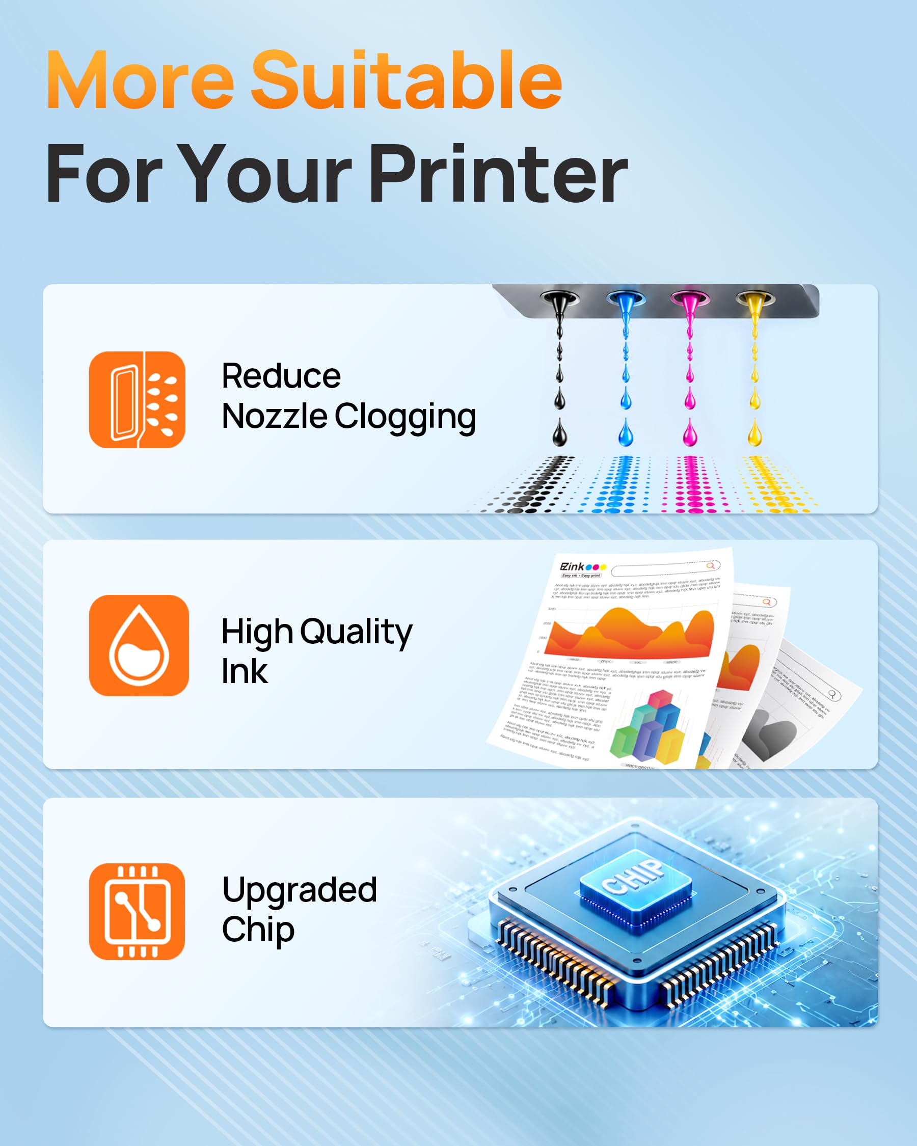 E-Z Ink ink droplet on paper illustrating smooth consistent color output