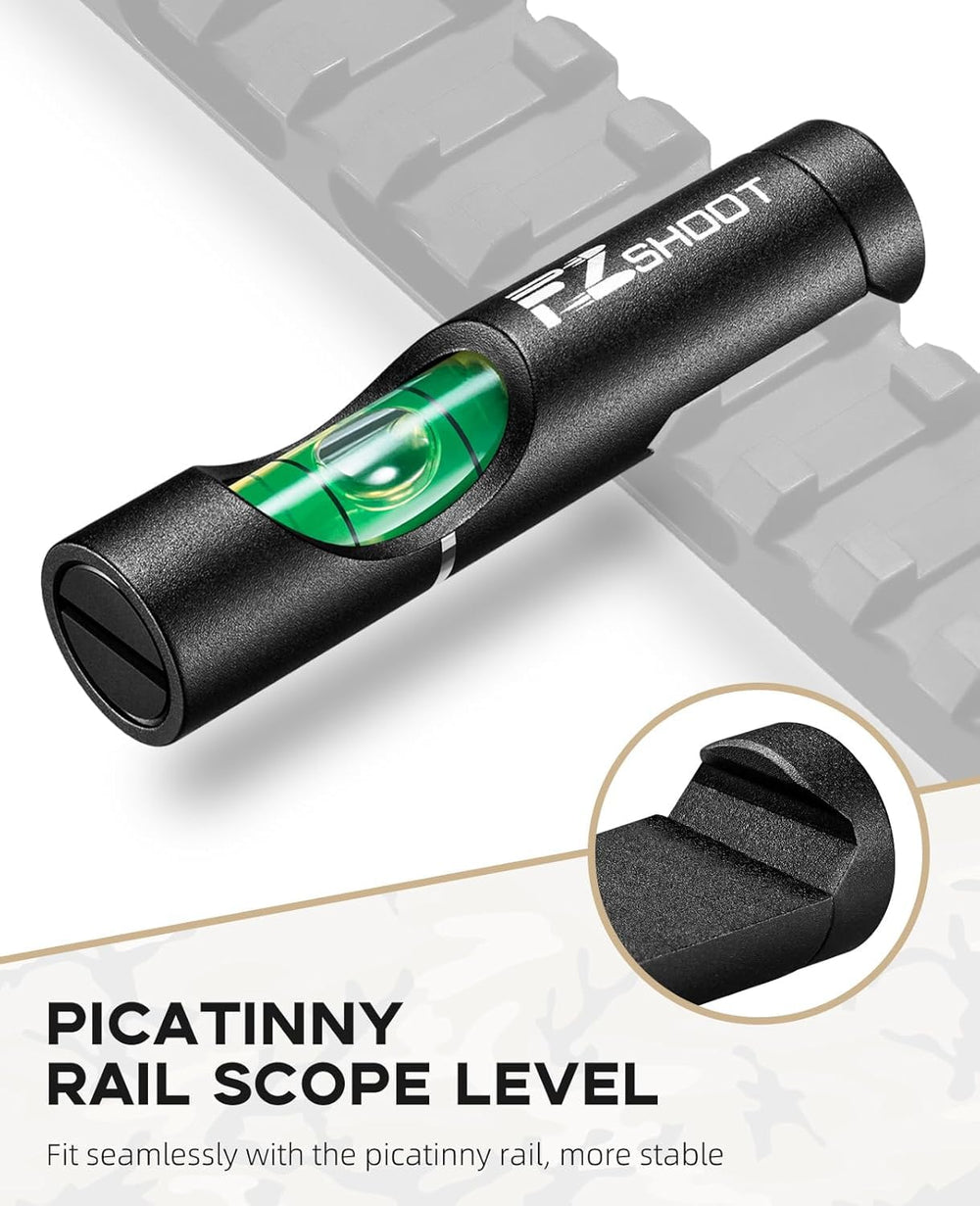 EZshoot rail-mounted level closeup highlighting precise tube leveling