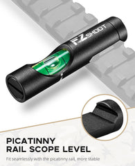 EZshoot rail-mounted level closeup highlighting precise tube leveling