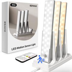 EZVALO product pack showing three lights and charging dock, easy setup benefit