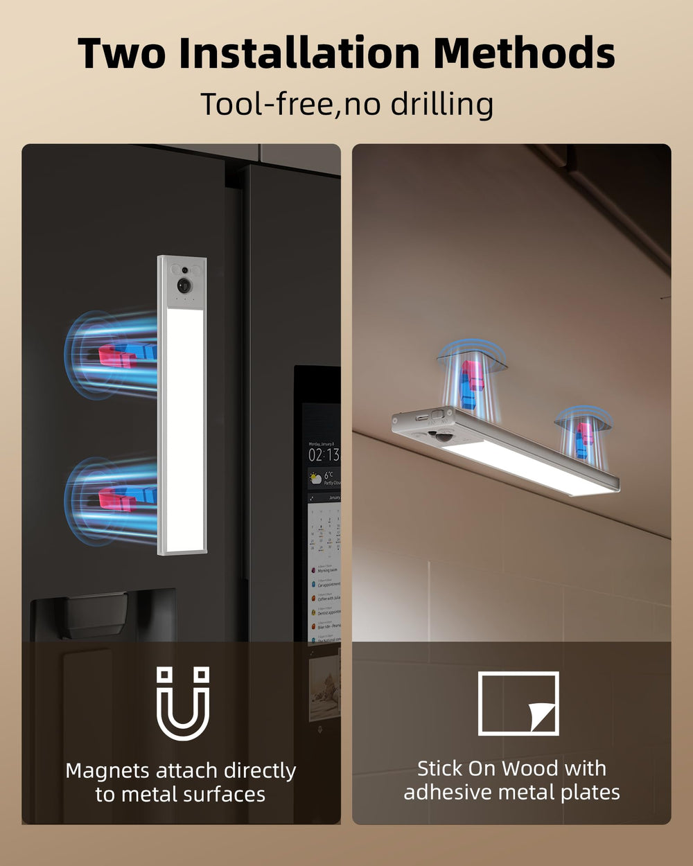 EZVALO illuminated under-cabinet in kitchen providing bright task lighting