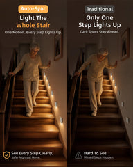 EZVALO slim edge profile highlighting low-profile design that blends into stair and hallway surfaces