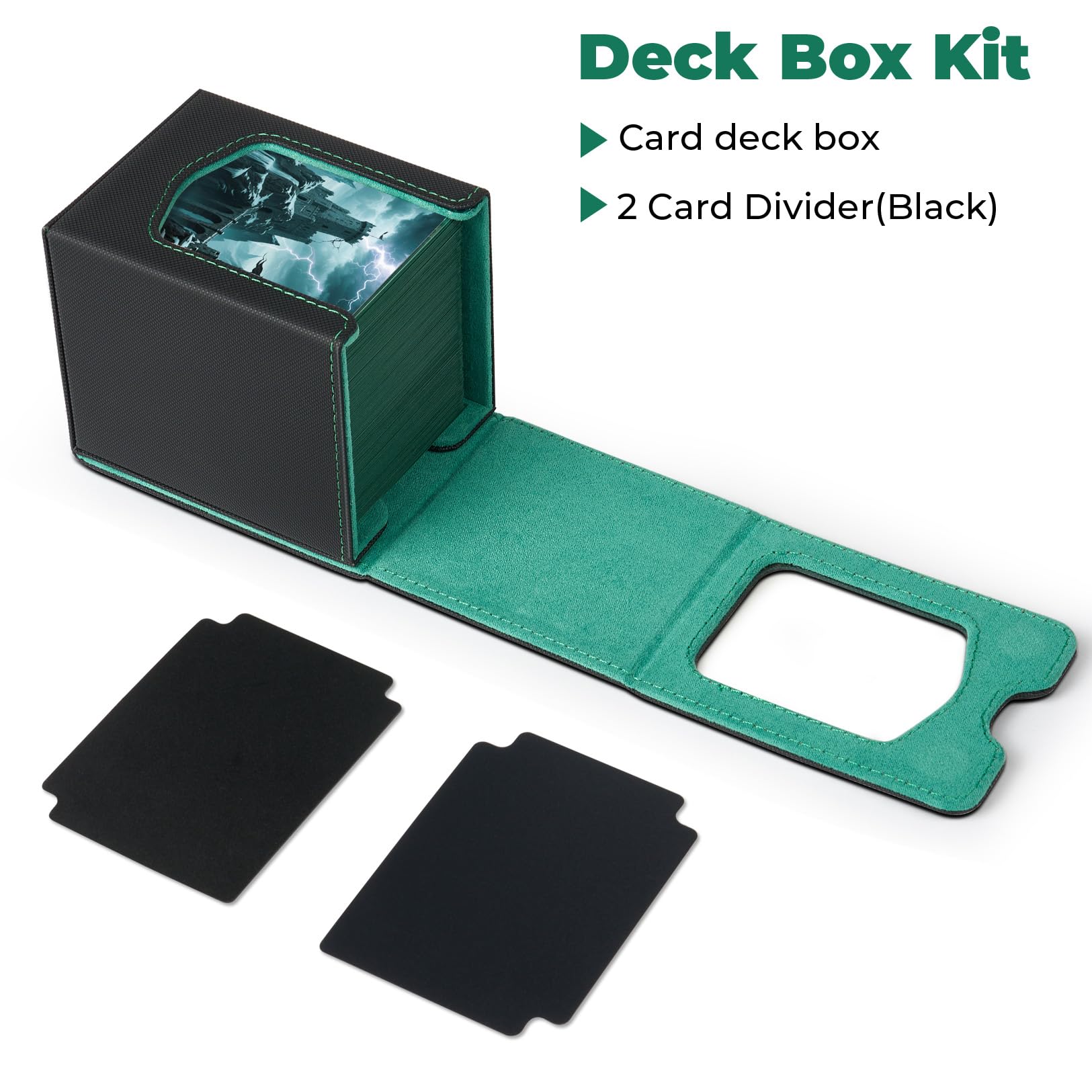 Fabmaker deck box on table during a game night providing organized, display-ready play