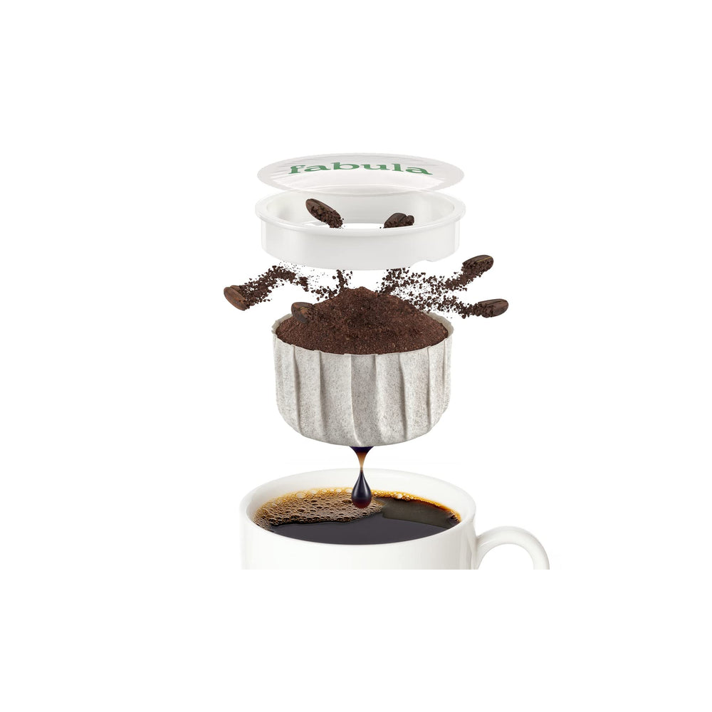 Fabula pod held in hand showing 12g capacity and stronger cup