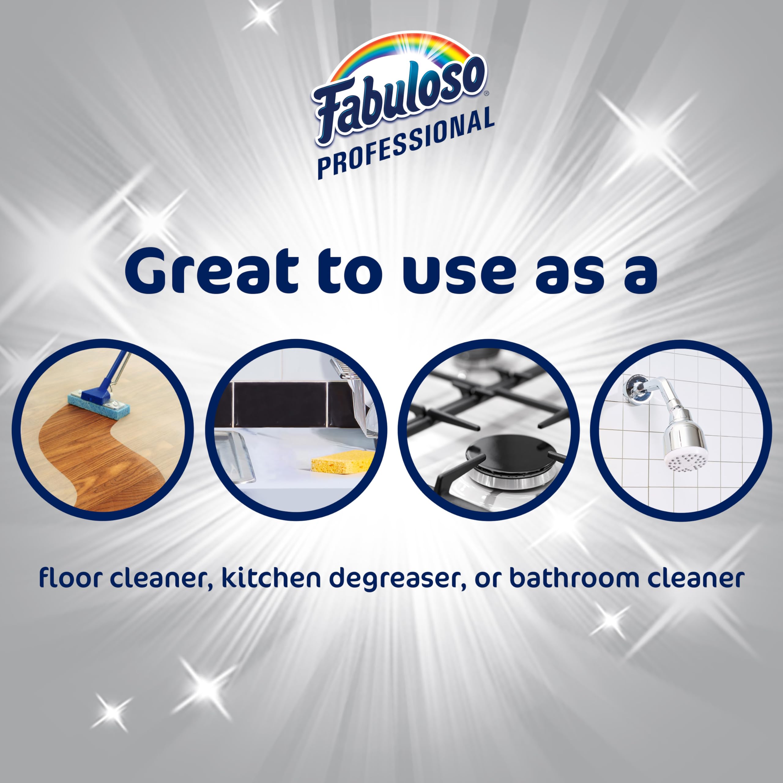 Fabuloso used on bathroom sink and tile highlighting deodorizing and no-residue cleaning benefit