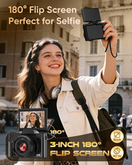 FACLAM 180° flip screen open for selfies and vlogging with easy framing