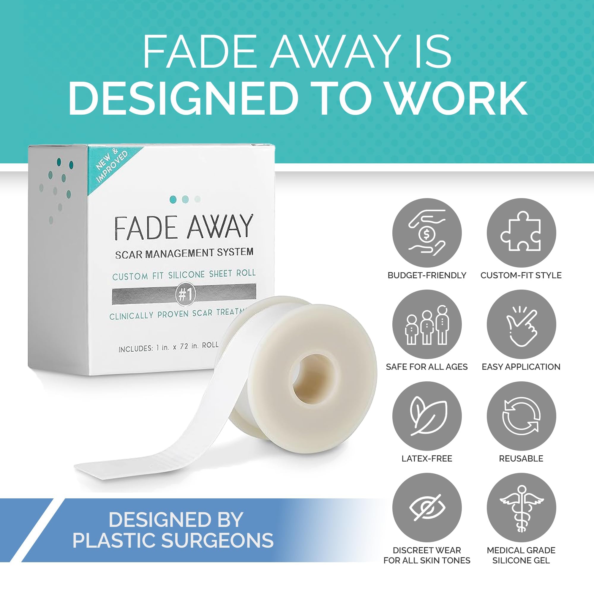 Fade Away hands trimming strip on liner to customize fit