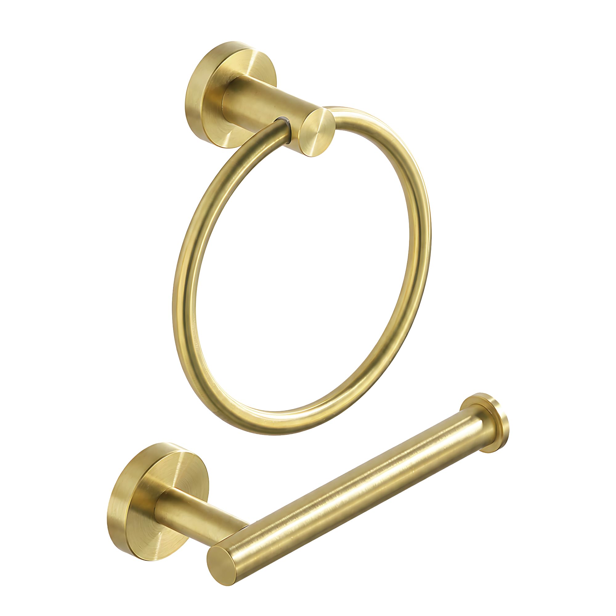 FAIRGIA front view of both pieces showing coordinated brushed-gold finish and neat storage