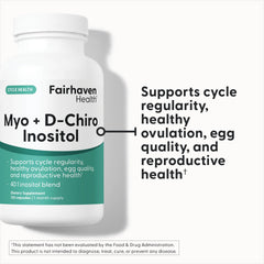 Fairhaven Health bottle label close-up highlighting myo and d-chiro inositol blend