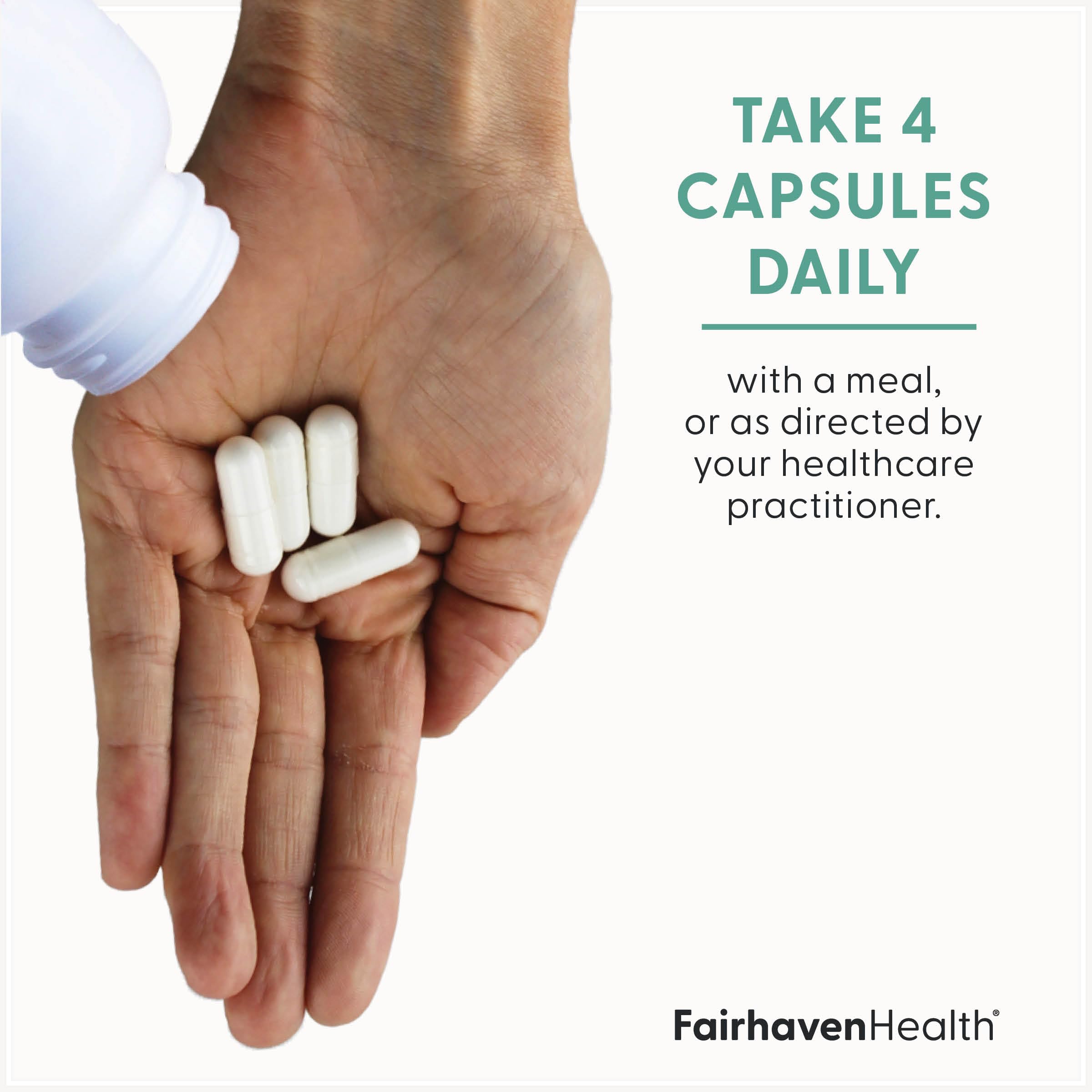 Fairhaven Health capsules spilled showing capsule texture and easy dosing