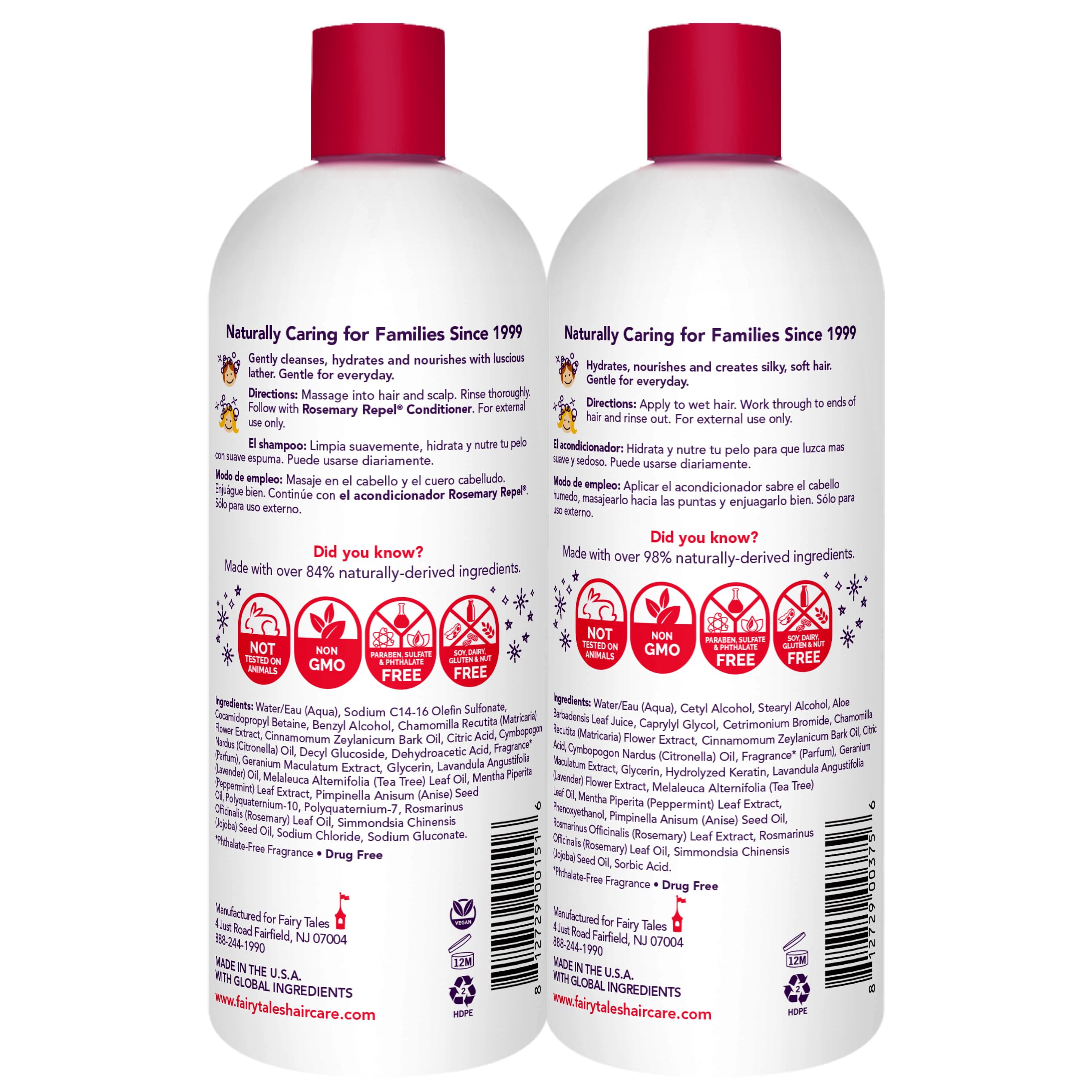 Fairy Tales pump and label closeup highlighting ingredients and dosage