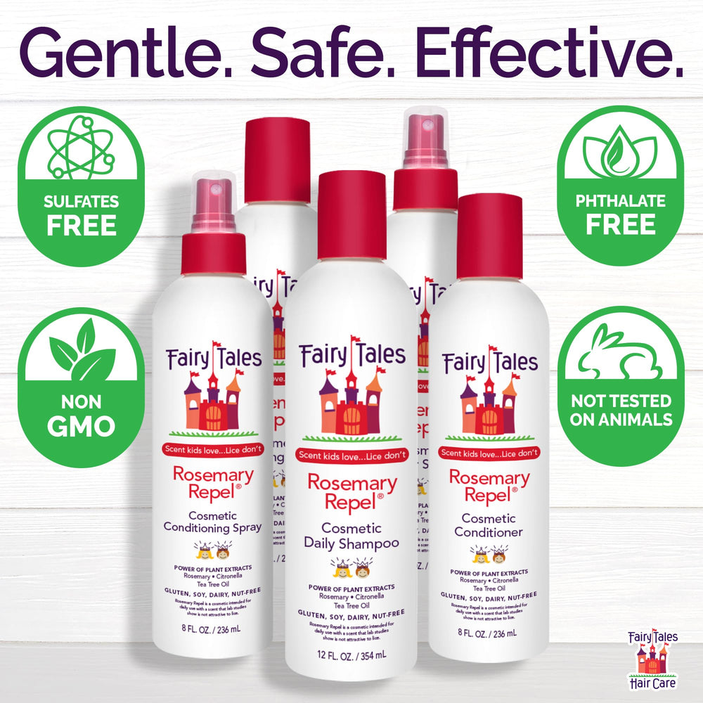 Fairy Tales lifestyle image with child smiling after wash showing soft manageable hair