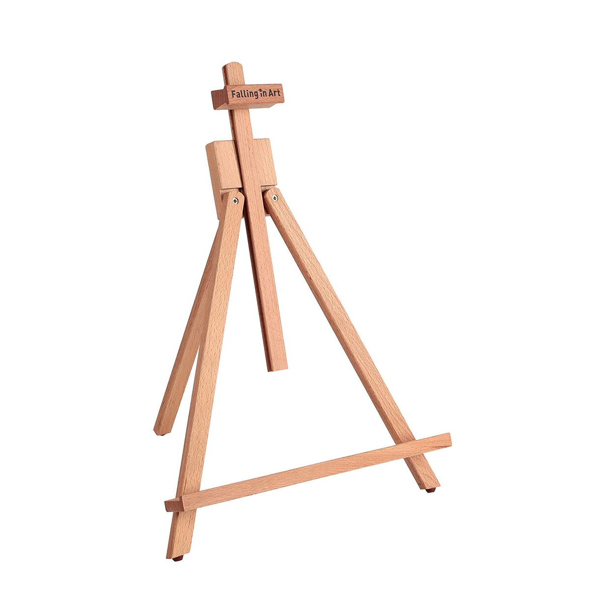 Falling in Art front view of beechwood easel showing stable display and elegant finish