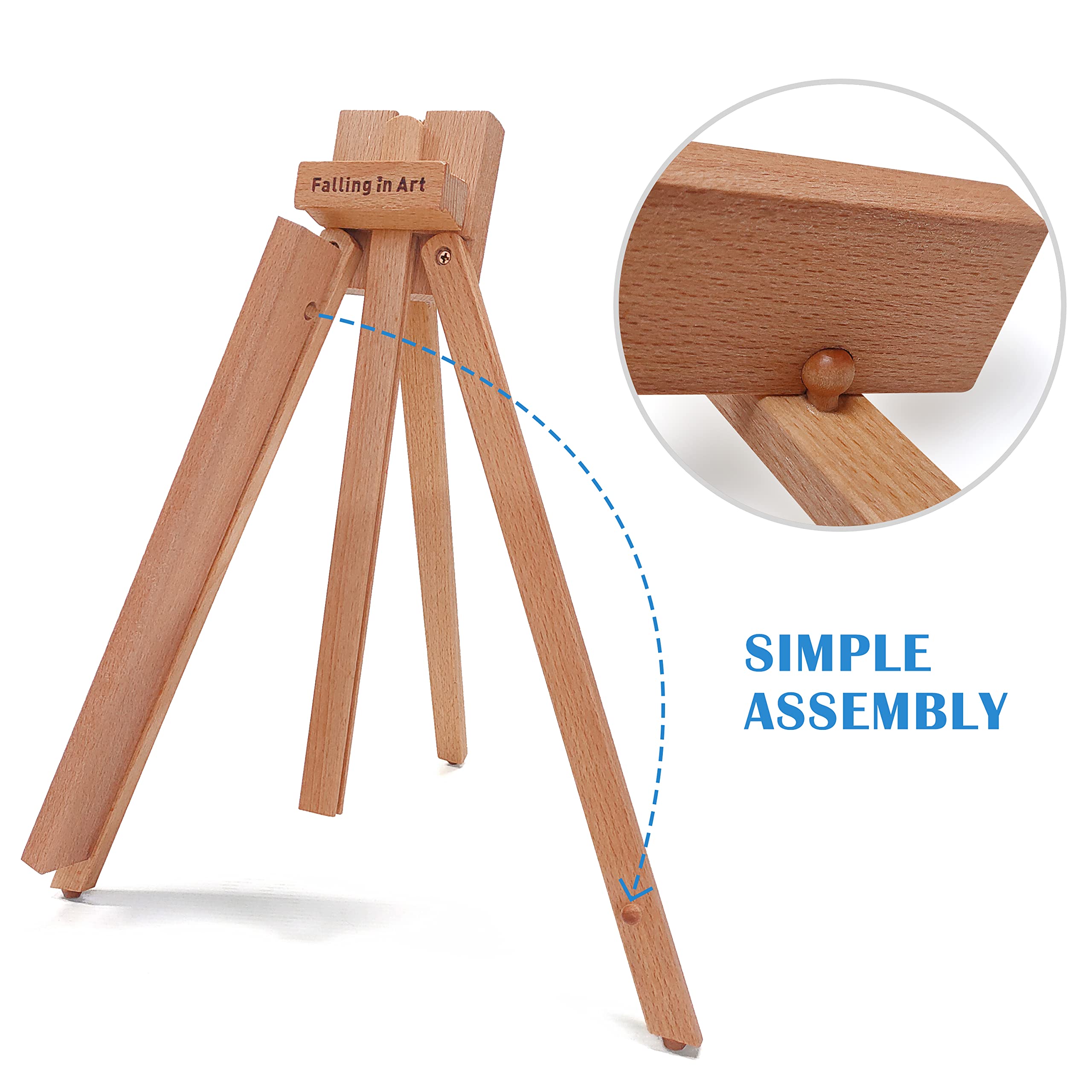 Falling in Art folded easel side view demonstrating compactness and easy storage